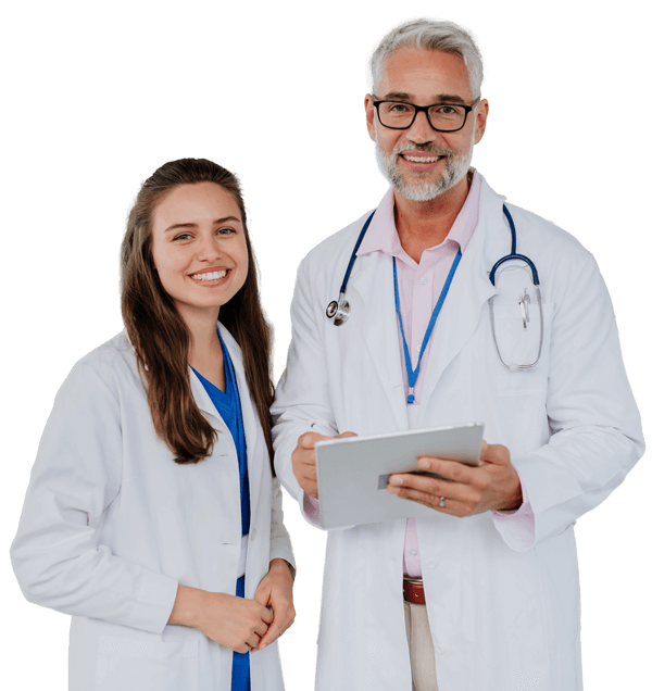 portrait of elderly doctor with his younger collea 2023 11 27 05 15 28 utc